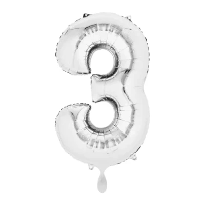 Afbeelding van Amscan Cijferballon 3 Junior 51 X 66 Cm Folie Zilver