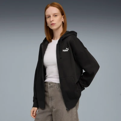 Image de PUMA Hoodie confort zippé à petit logo N 1 ESS Femme, Vêtements, Noir, XL