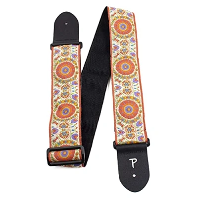 Afbeelding van Perri&#039;s Leathers Ltd. The Hope Collection Mandala nylon riem, verstelbaar, voor akoestische en bas/elektrische gitaren, gemaakt in Canada (TWS 7141)
