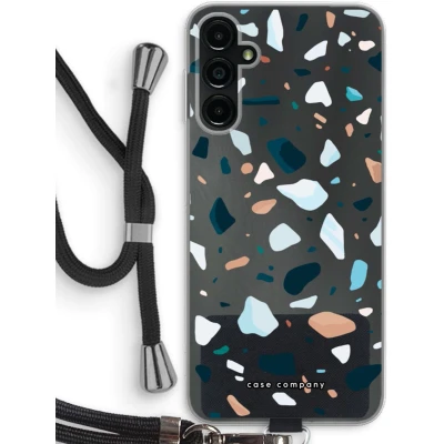 Afbeelding van Case Company® hoesje met Koord geschikt voor Samsung Galaxy A14 Terrazzo N13 Telefoonhoesje Zwart Bescherming aan alle Kanten en Over de Schermrand