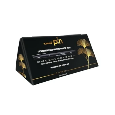Afbeelding van uni ball PIN Set van 18 fineliners met fijne punt, waterdichte en lichtbestendige inkt, ideaal voor architecten, schetsen, scrapbooking, contouren, kranten, kunst, tekenen