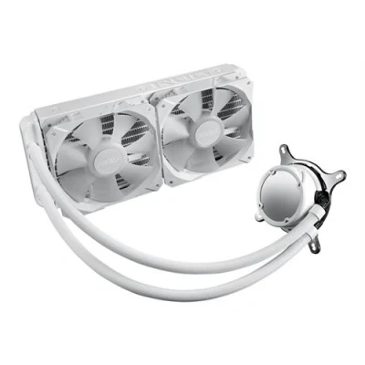 Image de ASUS ROG STRIX LC II 240 ARGB White Edition système de refroidissement liquide processeur Taille radiateur : mm (pour AM4, TR4, LGA1200, LGA1700, AM5, LGA115x Socket) cuivre 120 blanc
