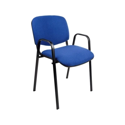 Afbeelding van Vergaderstoel of conferentiestoel basic chroom frame met armleuningen Donkerblauw stof