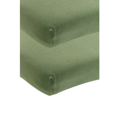 Afbeelding van Meyco Baby Uni hoeslaken ledikant 2 pack jersey olive green 60x120cm