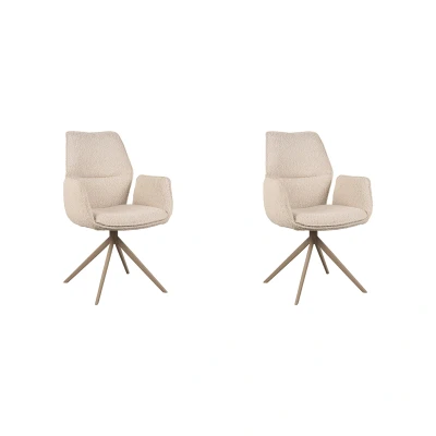 Afbeelding van LABEL51 Eetkamerstoel Mellow Naturel Boucle Taupe Onderstel