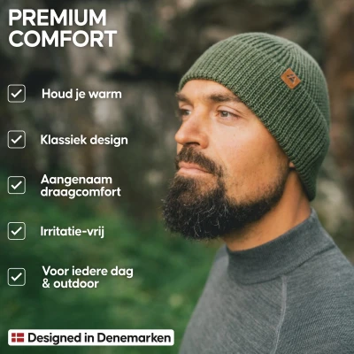 Afbeelding van DANISH ENDURANCE Beanie met Merinowol Gebreid Groen