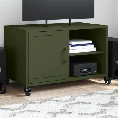 Afbeelding van Tv meubel 68x39x43,5 cm koudgewalst staal olijfgroen