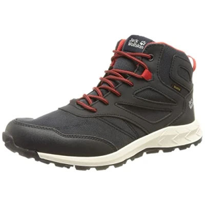 Afbeelding van Jack Wolfskin Woodland Texapore MID Unisex Outdoorschoenen voor kinderen, Maat: 31, Night blue/red Imitatieleer/ textiel