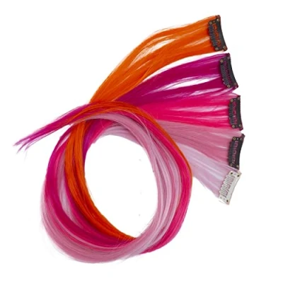 Afbeelding van CAISHA 60 cm kleurrijke strengen clip in extensions glad haar lang haarstukje kleurrijk 1 BST101
