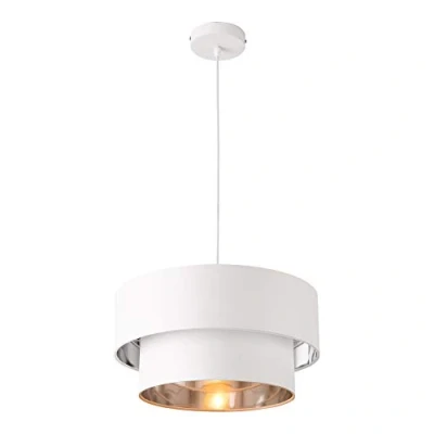 Afbeelding van Design hanglamp Lopar 149 cm metaal en stof E27 Ø40 wit