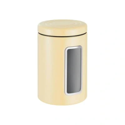 Afbeelding van Wesco Classic Line voorraaddoos in amandelkleur, gepoedercoat plaatstaal, volume 2 liter, acrylvenster