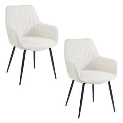 Afbeelding van Housecraft living Maud Eetkamerstoelen met armleuning Off White Set van 2