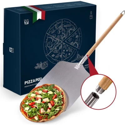 Afbeelding van Blumtal pizzaschep met een groot oppervlak 30,5 cm x cm, aluminium pizzaschuiver, houten handvat 85