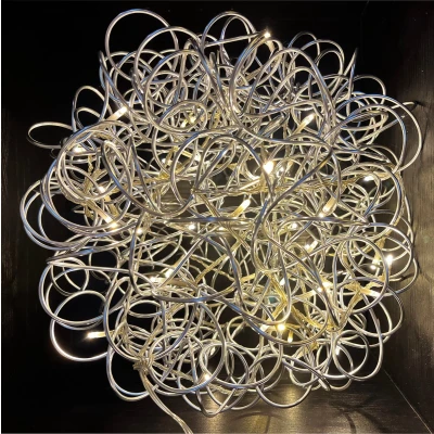 Afbeelding van 3D Kerstbal &quot;Galax Cluster&quot; met 50 LEDs Zilver ø30 cm
