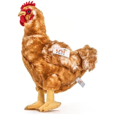 Afbeelding van Uni Toys Bruine kip 37 cm (hoogte) pluche kip, vogel knuffeldier