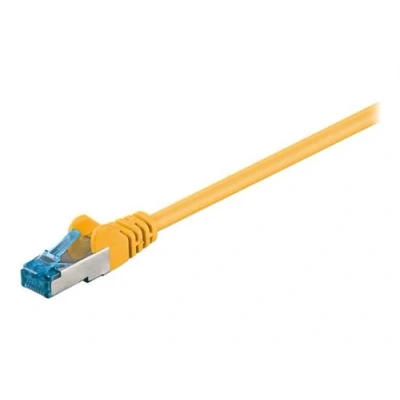 Image de goobay Cordon de raccordement RJ 45 (M) pour 25 cm SFTP, PiMF CAT 6a sans halogène, moulé, crochet jaune