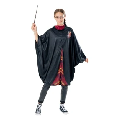 Afbeelding van Harry Potter Rubies Officieel Gryffindor kostuum, kostuum (cape of jurk) + toverstaf bril, maat 3 tot 12 jaar en M/L, kinderkostuum, voor Halloween, carnaval, verkleedfeest