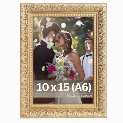 Afbeelding van Victor antieke fotolijst&quot;Rubens&quot; groen goud in 10x15 cm staaf: 30x20 mm echt glas barok
