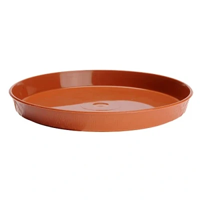 Afbeelding van VERDENIA 7238 onderzetter voor planten en kruiden, van lichte stabiele kunststof, rond, meerdere kleuren, houten frame, diameter 11 cm, 14 terracotta