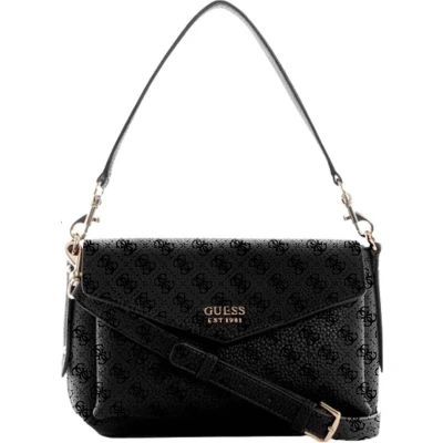 Afbeelding van GUESS Schoudertas Brenton Flap Shoulder Bag Coal Logo Donkergrijs