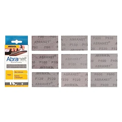 Afbeelding van Mirka Abranet Schuurbanden voor maaswijdte 70 mm x 125 mm, 1 stuks per korrel 80, 100, 120, 150, 180, 220, 320, 400, 600/9 het schuren van hout, spatel, lak, kunststof