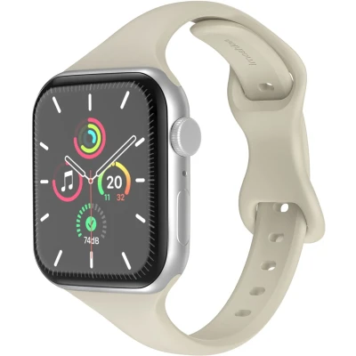 Afbeelding van imoshion Slim siliconen bandje Geschikt voor Apple Watch 1, 2, 3, 4, 5, 6, 7, 8, 9, 10 (42 mm), SE 38/40/41 mm Sterrenlicht One Size