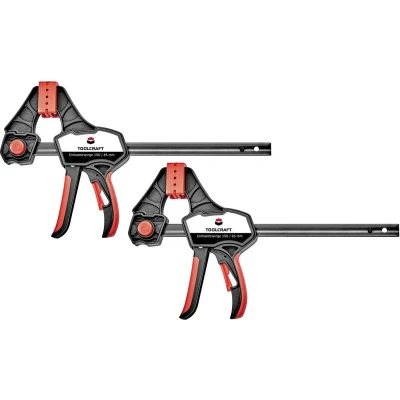 Afbeelding van TOOLCRAFT 1544398 2 Set van eenhandklemmen 150 x 85 mm Spanbreedte (max.):150 Afmeting, lengte: 380 Afm. werkbereik:85