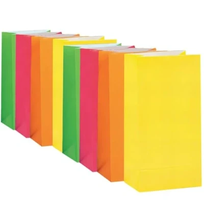 Afbeelding van Papieren feestzakken Neon 10 stuks