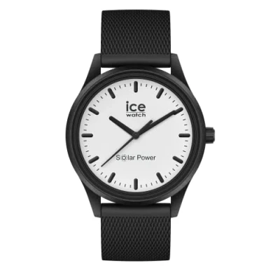 Afbeelding van Ice Watch Solar Power Moon Mesh unisex polshorloge met armband van siliconen 018391 (medium), zwart, riempje, zwart.