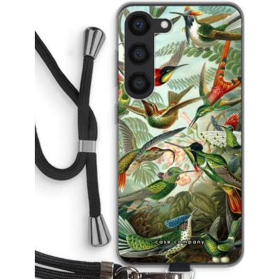 Afbeelding van Case Company® hoesje met Koord geschikt voor Samsung Galaxy S23 Haeckel Trochilidae Telefoonhoesje Zwart Bescherming aan alle Kanten en Over de Schermrand