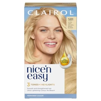 Afbeelding van Clairol Nice&#039;n Easy Crème, natuurlijke look, met olie doordrenkte permanente kleuring, SB1 blond natuurlijk strand, ultra helder (verpakking kan variëren)