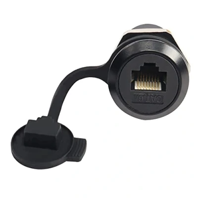 Afbeelding van QIANRENON RJ45 afgeschermde paneelmontagekoppeling, Cat6A vrouwelijk naar vrouwelijk, 500 MHz Ethernet uitbreidingsinterface adapter met waterdichte hoes