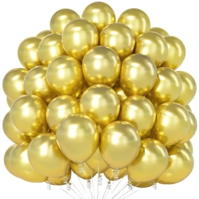 Afbeelding van Teselife 100 stuks metallic gouden latexballonnen van 30,5 cm voor mannen en vrouwen ballonnen verjaardagsfeest, babyshower, jubileum, afstuderen, Kerstmis, verloving