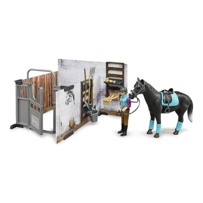Afbeelding van cheval grange ensemble avec et accessoires Bruder, 1:16