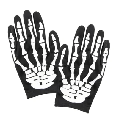 Afbeelding van Widmann Spook &amp; Skelet Kostuum Magere Hein Handschoenen Halloween Verkleedkleding