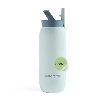 Afbeelding van Waterdrop® Drinkfles met rietje, 600 ml, thermosfles, waterfles van roestvrij staal, 24 uur koud, 12 warm, lekvrij en duurzaam, thermosfles voor warme koude dranken