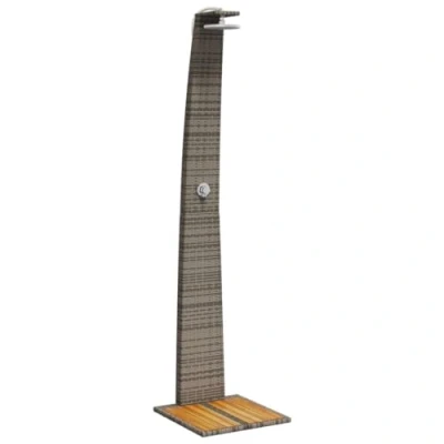 Afbeelding van Buitendouche 55x60x224 cm poly rattan en acaciahout grijs