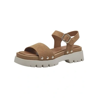 Afbeelding van Tamaris Sandalen met plateauzool, Dames, Maat: 38, Camel Leer