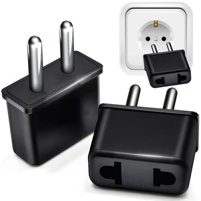 Afbeelding van Retoo Reisstekker VS naar EU, stekkeradapter, USA adapter, reisadapter EU reisadapter, 2 polige