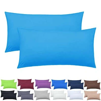 Image de NatureMark Lot de 2 taies d&#039;oreiller en jersey, nombreuses tailles et couleurs, pour oreiller latéral ou cervical, 40 x 80 cm, Turquoise