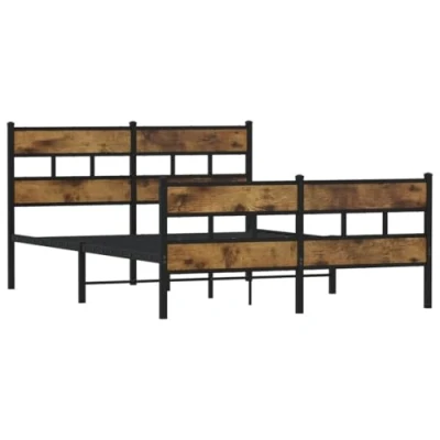 Image de vidaXL Cadre de lit en métal sans matelas chêne fumé 160x200 cm
