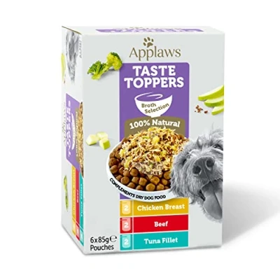 Afbeelding van Applaws Dog Taste Toppers Multipack in bouillon 6 x 85 gr.