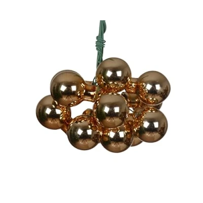 Afbeelding van Kaemingk 12 stuks kerstballen van glasdraad, 2 cm, glanzende clustervorm, kleine decoratieve ballen, kerstdecoratie en kerstdecoratie, pecannotenbruin