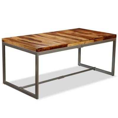 Afbeelding van Eettafel 180 cm massief sheeshamhout en staal