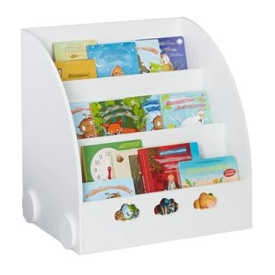 Afbeelding van Relaxdays kinderboekenkast wit kinderkast boeken boekenrek kinderkamer rek babykamer