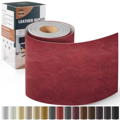 Afbeelding van Zelfklevende lederen reparatiepatch, 10 x 160 cm, reparatieset voor autostoel, bank, bootstoel, stoel, nieuwe rode wijn