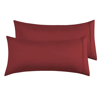 Afbeelding van Kussenslopen van microvezel, bordeauxrood, 50 x 90 cm, 2 stuks, kussensloop met envelopsluiting