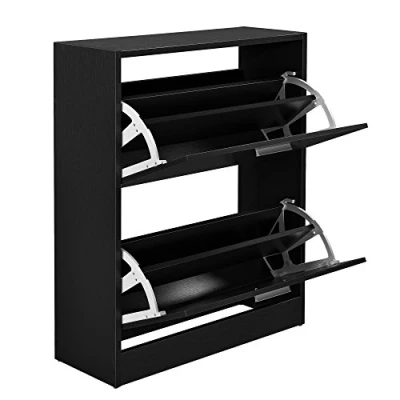 Afbeelding van [en.casa]® Schoenenkast 2 vouwdeuren 4 vakken Wit