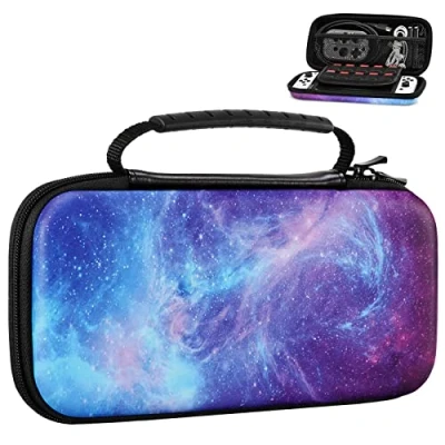 Afbeelding van MoKo hoes compatibel met Nintendo Switch OLED 2021/Switch, draagbare reizen volledige bescherming harde opbergtas voor accessoires, sterrenhemel