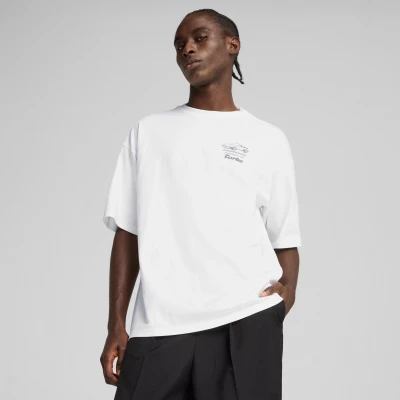Afbeelding van Puma Graphic TEE Tshirt print, Heren, Maat: XS, White